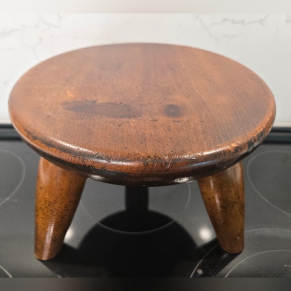 1950s William Fetner Inc Hamlet NC Chunky Rustix Tripod Wood Milking Stool